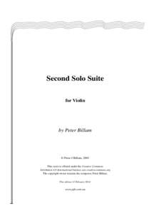 Second Solo Suite for Violin by Peter Billam  © Peter J Billam, 2003