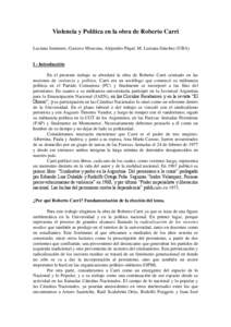 Violencia y Política en la obra de Roberto Carri Luciana Iummato, Gustavo Moscona, Alejandro Piqué, M. Luciana Sánchez (UBA)