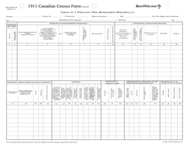 RootsWeb.com[removed]Canadian Census Form (French) FIFTH CENSUS OF CANADA, 1911