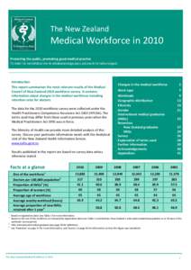 The New Zealand  Medical Workforce in 2010 Protecting the public, promoting good medical practice Te tiaki I te iwi whānui me te whakatairanga pai e pā ana ki te taha rongoā