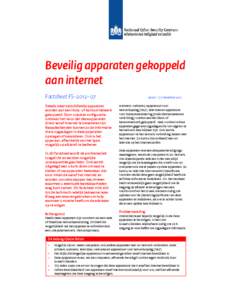 Beveilig apparaten gekoppeld aan internet Factsheet FS[removed]versie 1.1 | 17 december 2012