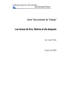 Serie ‘Documentos de Trabajo’  Las tareas de Evo: Bolivia el día después por Joan Prats