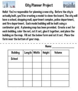 City Planner Project Hello! You’re responsible for planning a new city. Before the city is actually built, you’ll be creating a model to show the board. The city will have a school, shopping mall, apartment complex, 