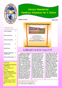 Library Newsletter Kendriya Vidyalaya No.2 Calicut Volume.1.Issue.3 July12,2012