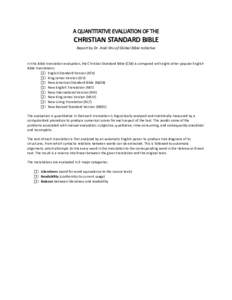 A QUANTITATIVE EVALUATION OF THE  CHRISTIAN	STANDARD	BIBLE Report	by	Dr.	Andi	Wu	of	Global	Bible	Initiative