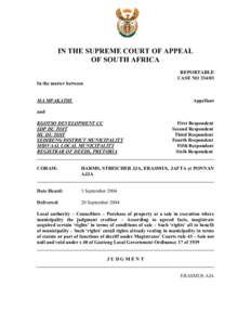 IN THE SUPREME COURT OF APPEAL OF SOUTH AFRICA REPORTABLE CASE NO[removed]In the matter between MA MPAKATHI