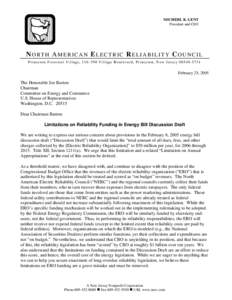 MICHEHL R. GENT President and CEO NORTH AMERICAN ELECTRIC RELIABILITY COUNCIL Prin ceton Forrestal V illage, [removed]V illag e Bou levard , Prin ceton , N ew Jersey[removed]