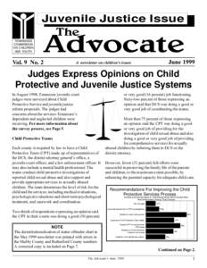 Juvenile Justice Issue TENNESSEE COMMISSION ON CHILDREN AND YOUTH