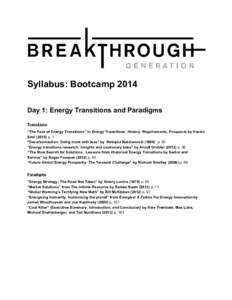     Syllabus: Bootcamp 2014     