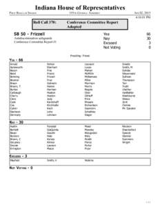 Indiana House of Representatives FIRST REGULAR SESSION 119TH GENERAL ASSEMBLY  Roll Call 370: