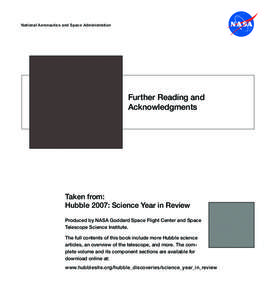 National Aeronautics and Space Administration  Further Reading and Acknowledgments  Taken from: