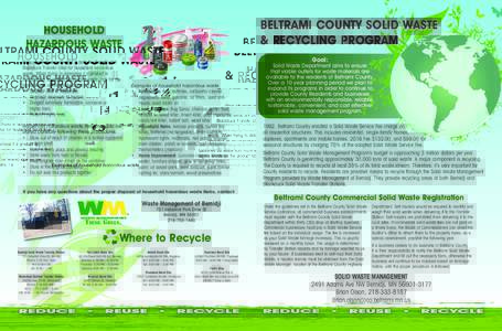 BELTRAMI COUNTY SOLID WASTE & RECYCLING PROGRAM HOUSEHOLD HAZARDOUS WASTE Drop off areas are provided at both the Bemidji and