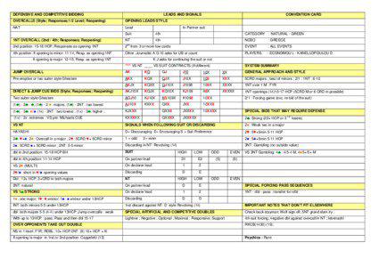 DEFENSIVE AND COMPETITIVE BIDDING  LEADS AND SIGNALS