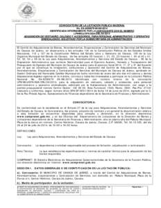 CONVOCATORIA DE LA LICITACIÓN PÚBLICA NACIONAL No. EAN8-2014 IDENTIFICADA INTERNAMENTE POR LA CONVOCANTE CON EL NUMERO LPN/MOJ/SFA/SSA/DBLADQUISICIÓN DE VESTUARIO, CALZADO Y ACCESORIOS, PARA PERSO