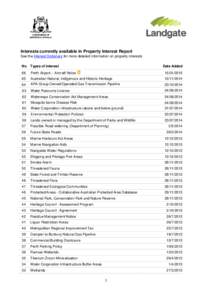 Interests currently available in Property Interest Report See the Interest Dictionary for more detailed information on property interests No Types of Interest