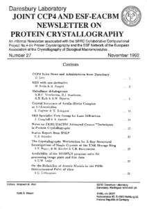 Daresbury Laboratory  JOINT CCP4AND ESF-EACBM NEWSLETTER ON PROTEIN CRYSTALLOGRAPHY An informal Newsletter associated with the SERC Collaborative Computational