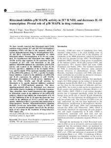 Oncogene, 3530–3540  & 2004 Nature Publishing Group All rights reserved $25.00 www.nature.com/onc  Rituximab inhibits p38 MAPK activity in 2F7 B NHL and decreases IL-10