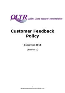 Customer Feedback Policy December[removed]Version 2)  1