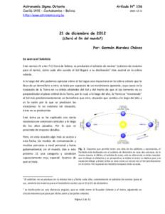 Astronomía Sigma Octante Casilla[removed]Cochabamba – Bolivia Artículo Nº [removed]