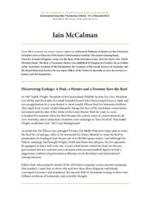 TH E 44TH SY MPOSIU M OF T HE AUST RALIAN ACAD EMY OF T HE HUMANIT I ES  Environmental Humanities: The Question of Nature · 14–15 November 2013 speaker details and abstracts  Iain McCalman