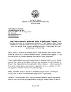 Microsoft Word - Absentee_Ballot_Request_Deadline_2012_Press-Release.docx