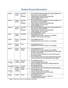 Student	
  Exam	
  Information	
  	
   Primary	
  I	
   Primary	
  II	
    Primary	
  III	
  