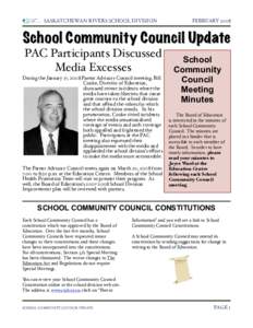 SASKATCHEWAN RIVERS SCHOOL DIVISION FEBRUARY[removed]School Community Council Update