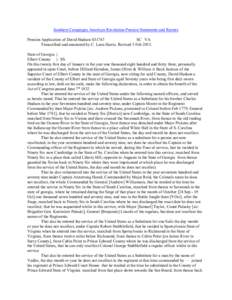 Southern Campaigns American Revolution Pension Statements and Rosters Pension Application of David Hudson S31767 SC VA Transcribed and annotated by C. Leon Harris. Revised 5 Feb[removed]State of Georgia } Elbert County } S