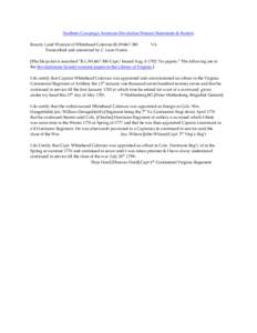 Southern Campaign American Revolution Pension Statements & Rosters Bounty Land Warrant of Whitehead Coleman BLWt467-300 Transcribed and annotated by C. Leon Harris VA