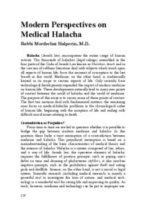 Modern Perspectives on Medical Halachah