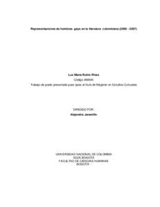 Representaciones de hombres gays en la literatura colombiana[removed]Luz María Rubio Rivas