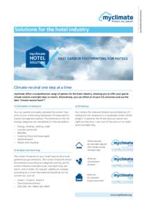 myclimate hotel solution  Solutions for the hotel industry myclimate