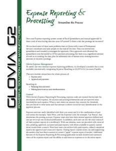 Streamline the Process  Does your Expense reporting system consist of Excel Spreadsheets and manual approvals? Is there a risk of miss-keying data into your AP system? Is there a risk that postings are incorrect? We too 