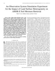 1622  IEEE TRANSACTIONS ON GEOSCIENCE AND REMOTE SENSING, VOL. 39, NO. 8, AUGUST 2001 An Observation System Simulation Experiment for the Impact of Land Surface Heterogeneity on