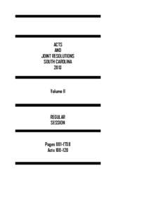 ACTS AND JOINT RESOLUTIONS SOUTH CAROLINA 2013