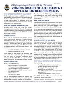 Pittsburgh Department of City Planning  Version May 2015 ZONING BOARD OF ADJUSTMENT APPLICATION REQUIREMENTS