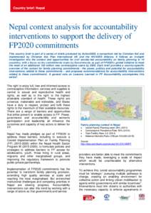 Action2020 family planning: Nepal context analysis