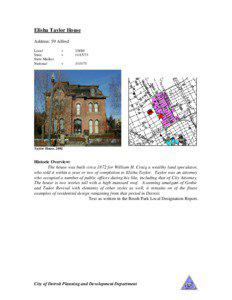 Brush Park Historic District / National Register of Historic Places in Michigan / Michigan / Elisha Taylor House