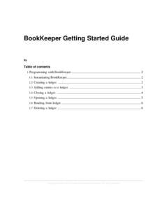 BookKeeper Getting Started Guide