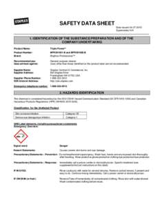 SAFETY DATA SHEET Date Issued: Supersedes: N/A 1. IDENTIFICATION OF THE SUBSTANCE/PREPARATION AND OF THE COMPANY/UNDERTAKING