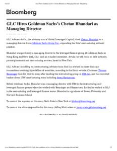 [removed]GLC Hires Goldman Sachs’s Chetan Bhandari as Managing Director - Bloomberg GLC Hires Goldman Sachs’s Chetan Bhandari as Managing Director