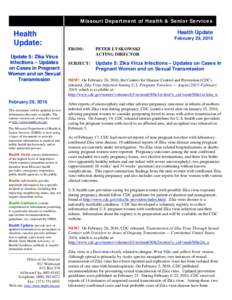 Missouri Department of Health & Senior Services  Health Update Health Update: