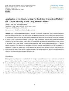 Open Access  Drink. Water Eng. Sci. Discuss., doi:dwes, 2016 Manuscript under review for journal Drink. Water Eng. Sci. Published: 13 June 2016 c Author(sCC-BY 3.0 License.
