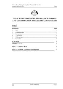 Harbour Dues (Fishing Vessels, Work Boats and Construction Barges) Regulations 2013 Index  c