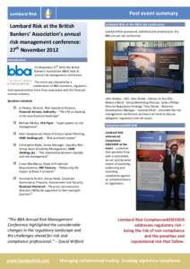 Post event summary Lombard Risk at the British Bankers’ Association’s annual risk management conference: 27th November 2012