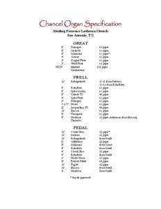 Chancel Organ Specification