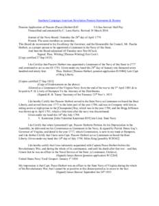 Southern Campaign American Revolution Pension Statements & Rosters Pension Application of Pascow (Pasco) Herbert R43 VA Sea Service/ Half Pay Transcribed and annotated by C. Leon Harris. Revised 18 March[removed]Journal of