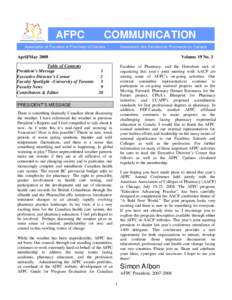 AFPC  COMMUNICATION Association of Faculties of Pharmacy of Canada