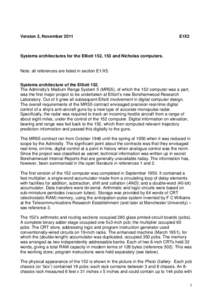 Version 3, November[removed]E1X2 Systems architectures for the Elliott 152, 153 and Nicholas computers. Note: all references are listed in section E1/X5.