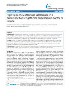 High frequency of lactose intolerance in a prehistoric hunter-gatherer population in northern Europe